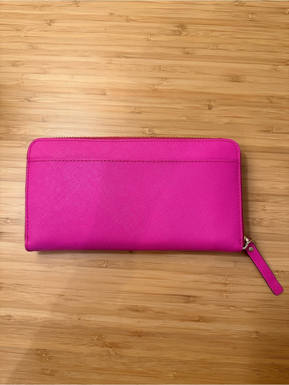 Kate Spade Pink Wallet with Striped Lining and Gold Plaque Detailing - Picture 3 of 9